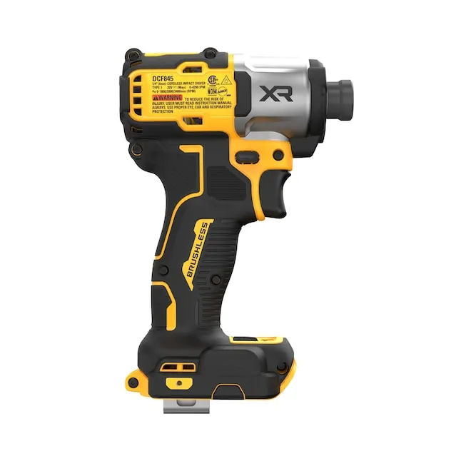DeWalt DCF845B side view showing compact body and quarter-inch hex chuck