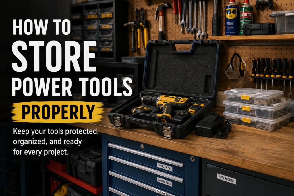 How to store power tools properly in an organized workshop
