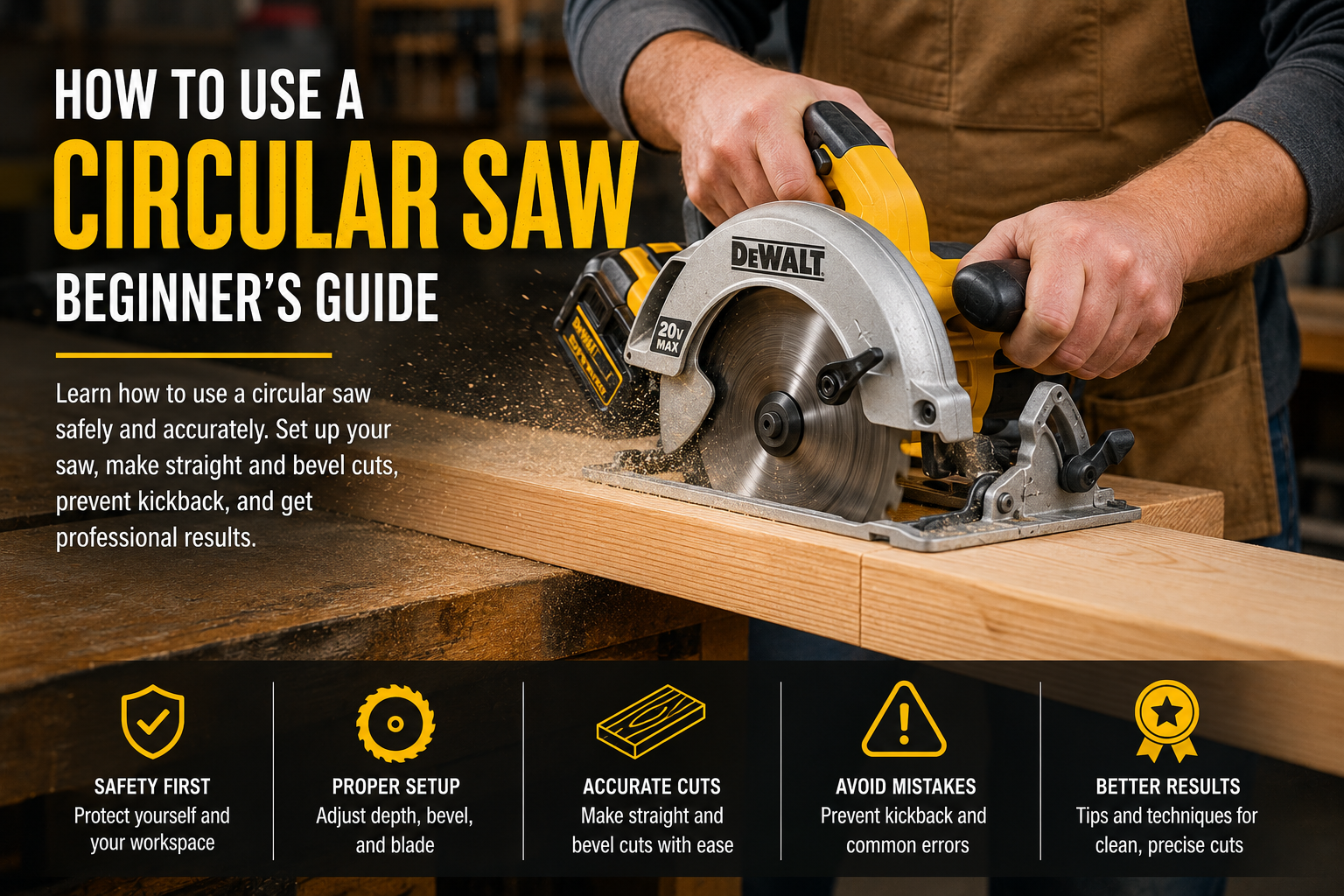 How to use a circular saw - beginner making a controlled wood cut