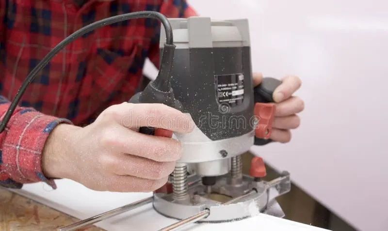 man using electric router