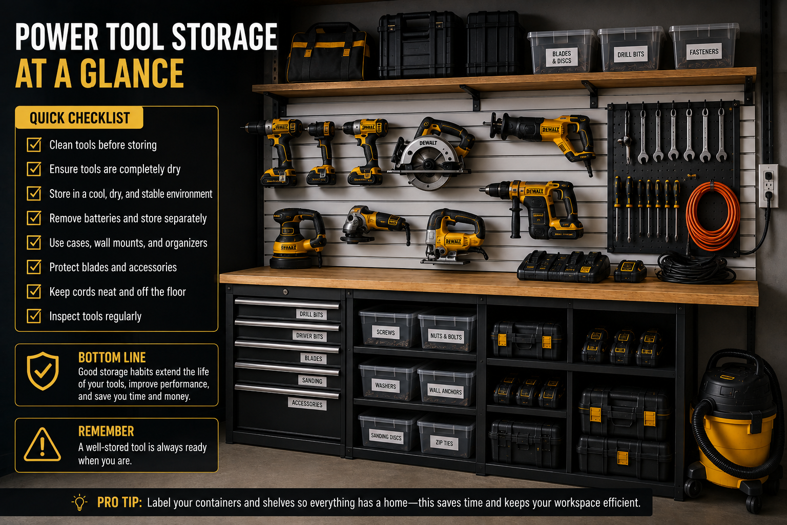 Power tool storage at a glance