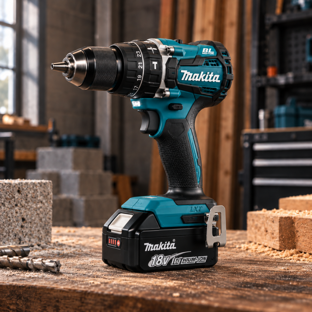 Makita XPH14Z 18V LXT hammer drill controls and all-metal chuck