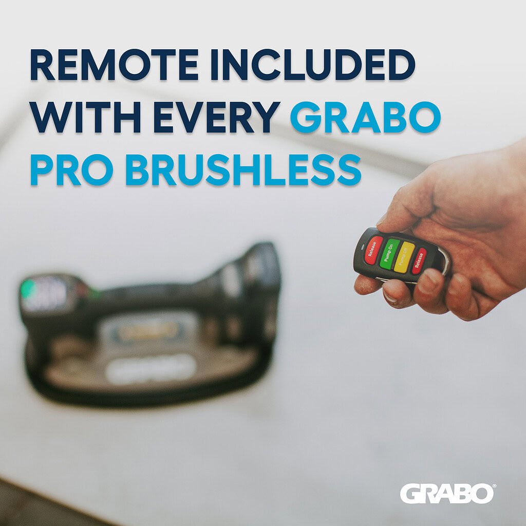 Hand holding the GRABO Pro Brushless wireless remote